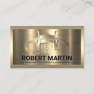 Guld Metallic Lastbil Logotyp Metall Brushed Visitkort
