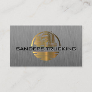 Guld Metallic Lastbil Logotyp Steel Brushed Busi Visitkort