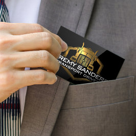 Guld Metallic Lastbil Logotyp | Svart glans Visitkort