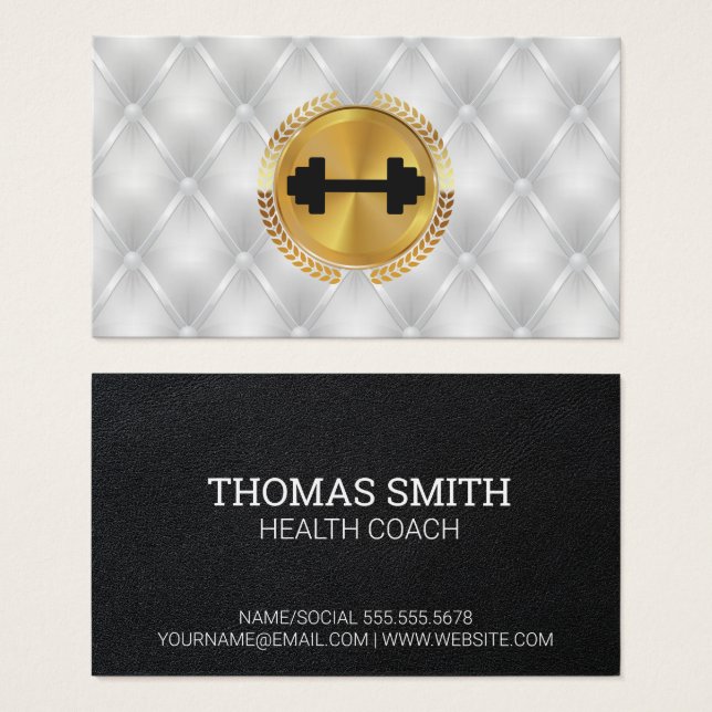 Guld Metallic Löv Seal |Utfyllnad av lyxUpholster Visitkort (Framsida & baksida)