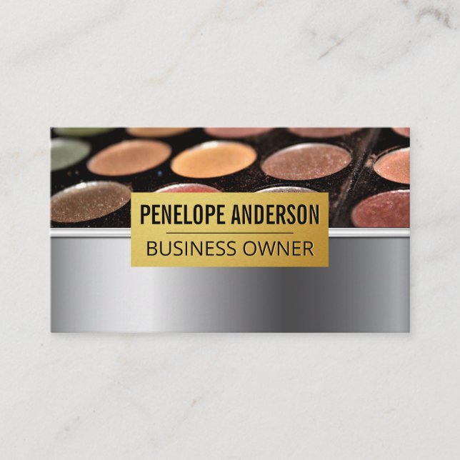 Guld Metallic | Makeup Palette Visitkort (Framsida)