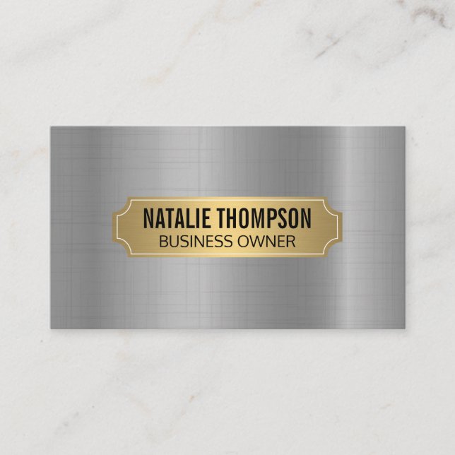 Guld Metallic Ram Metall Silver Brushed Visitkort (Framsida)