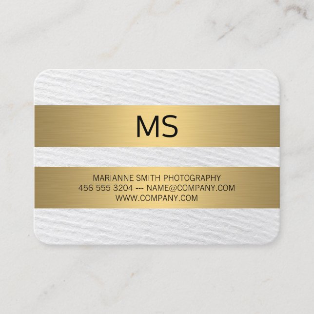 Guld Metallic Rand / Monogram / Struktur Visitkort (Framsida)