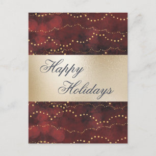 Guld Metallic Red Elegant Glad helg Vykort