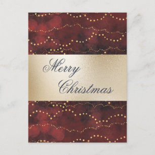 Guld Metallic Red Elegant God jul Helg Vykort