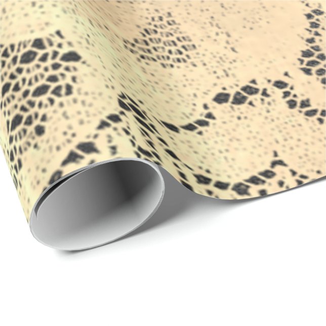 Guld Metallic Sepia Faux Luxury Blommigt Snöre Bla Presentpapper (Rullad Hörn)