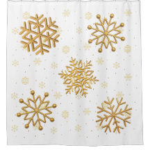 Guld Metallic Snöflingor på White