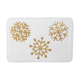 Guld Metallic Snöflingor på White Badrumsmatta