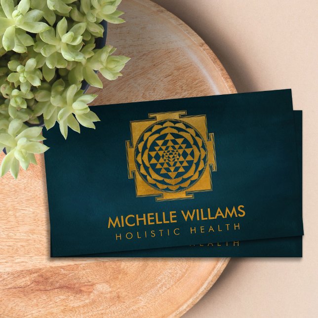 Guld Metallic Sri Yantra / Sri Chakra Business Visitkort (Skapare uppladdad)