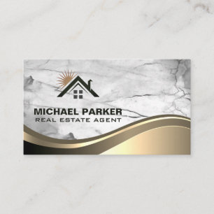 Guld Metallic Sunny Home Marble Stone Visitkort