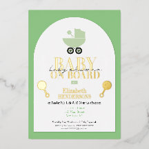 Guld Metallisk Baby Shower Folie Inbjudan