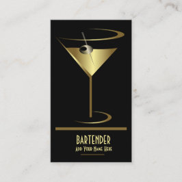 Guld- metallisk coctaillogotypBartender Visitkort