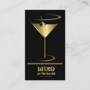 Guld- metallisk coctaillogotypBartender Visitkort