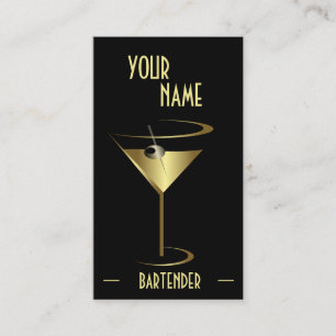 Guld- metallisk coctailMartini Bartender Visitkort
