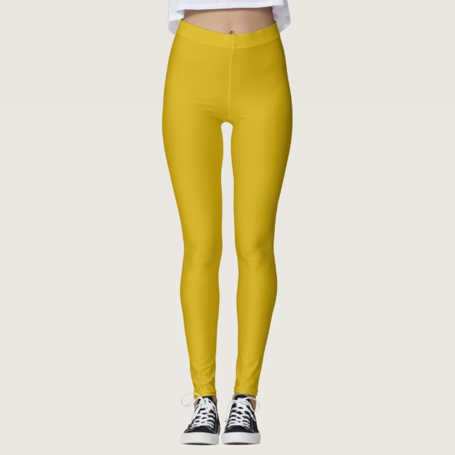 Guld Metallisk fast färg Leggings (Framsida)