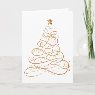 Guld metallisk filigree Julgran minimalist Helgkort