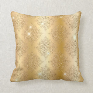 Guld Metallisk Folie & Glitter Glam Filigree Mönst Kudde