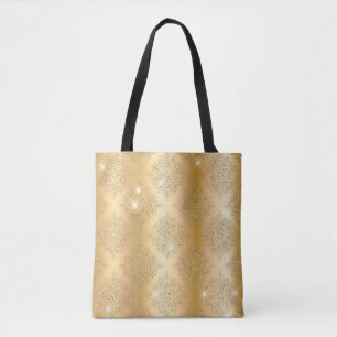 Guld Metallisk Folie & Glitter Glam Filigree Mönst Tygkasse