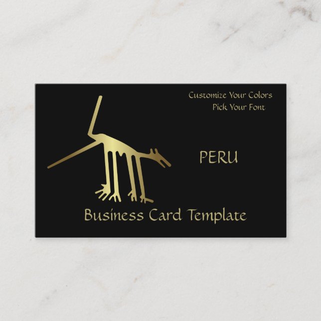 Guld Metallisk Forntida Logo Peru Linjer Visitkort (Framsida)