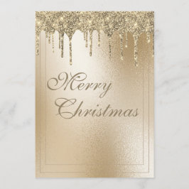 Guld Metallisk Glitter Dropp Elegant Glad Jul Julkort