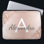 Guld- metallisk glitterMonogram för rodna rosa ros Laptop Fodral<br><div class="desc">Guld- metalliskt glitter för rodna rosa ros och modernt och elegantt Monogramfodral för gnistra. Detta fodral kan skräddarsy för att inkludera ditt initialt och förnamn och gör jul för en underbar flickaktigt eller söt 16 födelsedag gåva.</div>