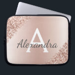 Guld- metallisk glitterMonogram för rodna rosa ros Laptop Fodral<br><div class="desc">Guld- metalliskt glitter för rodna rosa ros och modernt och elegantt Monogramfodral för gnistra. Detta fodral kan skräddarsy för att inkludera ditt initialt och förnamn och gör jul för en underbar flickaktigt eller söt 16 födelsedag gåva.</div>