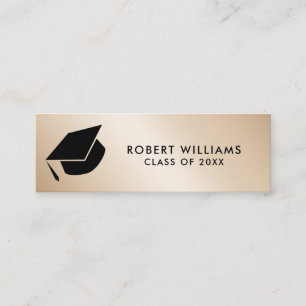 Guld Metallisk Grad Cap Studenten Infoga Mini Visitkort