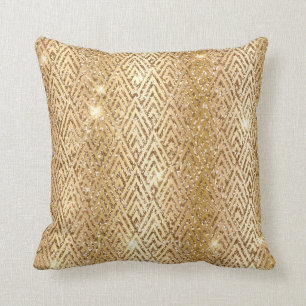 Guld Metallisk Gradient & Glitter Glam Art Deco Kudde