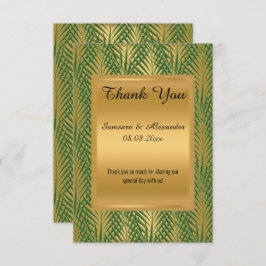 GULD METALLISK GRÖN BOTANISK TACKKORT INBJUDNINGAR