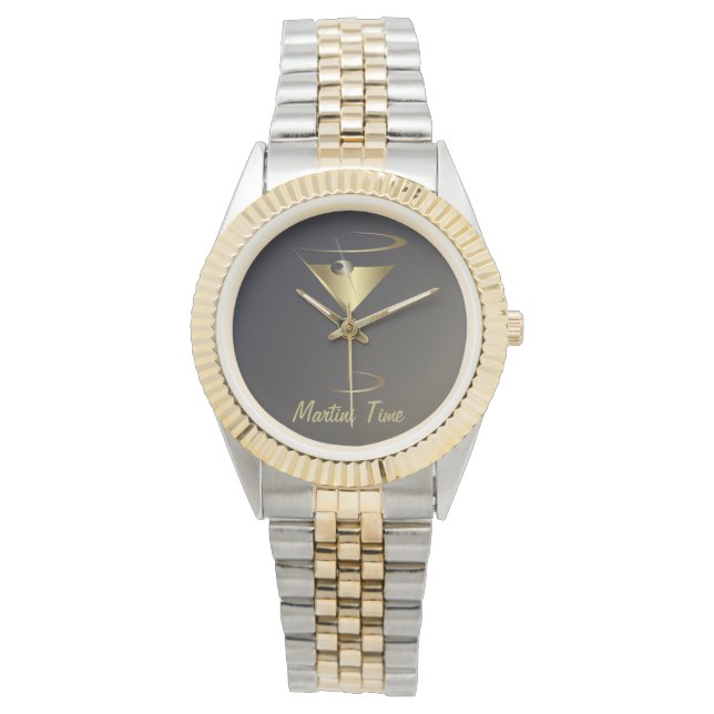 Guld Metallisk Martini Tid Armbandsur (Framsida)