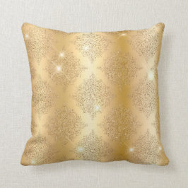 Guld metallisk olja och Glitter Glam Filigree Möns Kudde