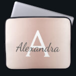 Guld- metallisk Ombre för rodna rosa ros Monogram Laptop Fodral<br><div class="desc">Modernt för rodna rosa ros guld- metalliskt och elegantt Monogramfodral. Detta fodral kan skräddarsy för att inkludera ditt initialt och förnamn och gör jul för en underbar flickaktigt eller söt 16 födelsedag gåva.</div>