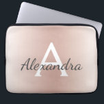 Guld- metallisk Ombre för rodna rosa ros Monogram Laptop Fodral<br><div class="desc">Modernt för rodna rosa ros guld- metalliskt och elegantt Monogramfodral. Detta fodral kan skräddarsy för att inkludera ditt initialt och förnamn och gör jul för en underbar flickaktigt eller söt 16 födelsedag gåva.</div>
