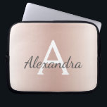 Guld- metallisk Ombre för rodna rosa ros Monogram Laptop Fodral<br><div class="desc">Modernt för rodna rosa ros guld- metalliskt och elegantt Monogramfodral. Detta fodral kan skräddarsy för att inkludera ditt initialt och förnamn och gör jul för en underbar flickaktigt eller söt 16 födelsedag gåva.</div>