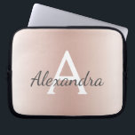 Guld- metallisk Ombre för rodna rosa ros Monogram Laptop Fodral<br><div class="desc">Modernt för rodna rosa ros guld- metalliskt och elegantt Monogramfodral. Detta fodral kan skräddarsy för att inkludera ditt initialt och förnamn och gör jul för en underbar flickaktigt eller söt 16 födelsedag gåva.</div>