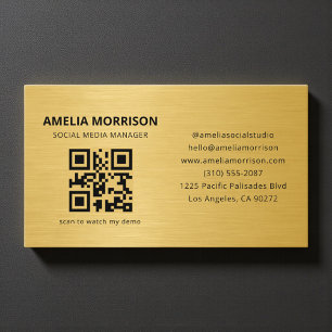 Guld Metallisk QR-kod Minimalistisk Professionell Visitkort