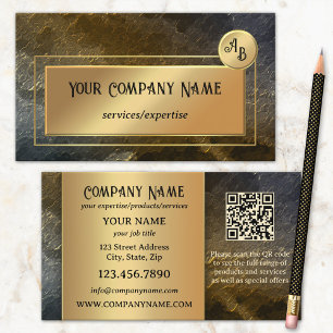 Guld Metallisk QR Professionell Monogram Design Visitkort