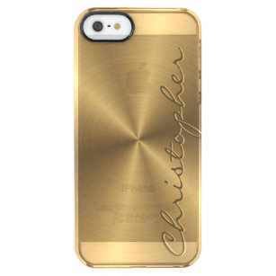 Guld- metallisk radiell struktur för personlig clear iPhone SE/5/5s skal