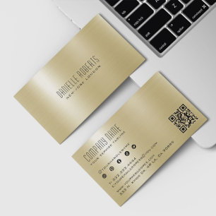Guld Metallisk Rostfritt Stål Textur QR-kod Visitkort