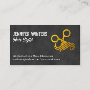 Guld Metallisk sax och Hair-Logotyp Visitkort