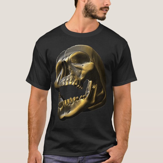guld- metallisk Tshirt för skalle 3D Tröja (Framsida)