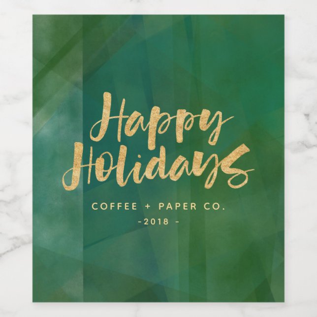 Guld metalliskt glad helg vinflaska etikett (Singel etikett)