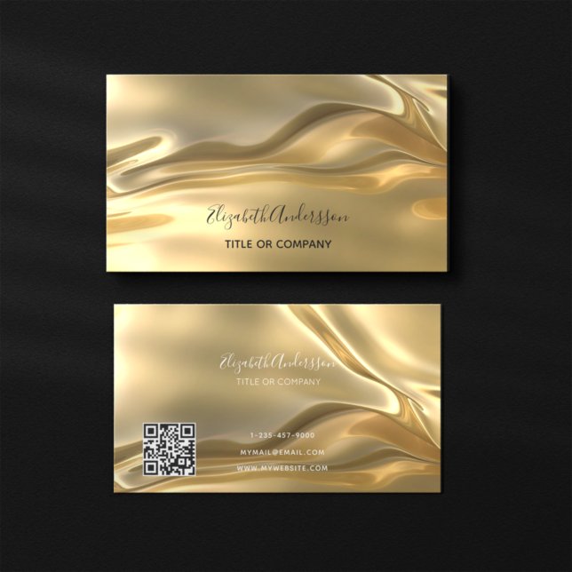 Guld metalliskt qr-nummer visitkort (Skapare uppladdad)
