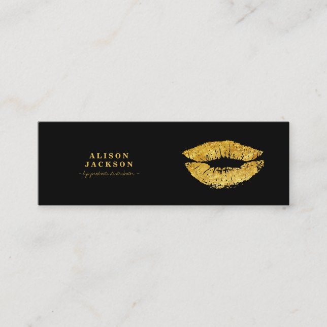 Guld metallistisk läppar på konstnären för svart g mini visitkort (Framsida)