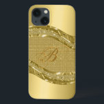 Guld metallliknande utseende med diamanter Mönster<br><div class="desc">Guld ser glansigt metalliskt ut ut med diamanter mönster. Anpassningsbar och valfritt monogram.</div>