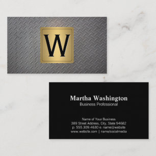 Guld Metallstålsbakgrund Monogram Visitkort