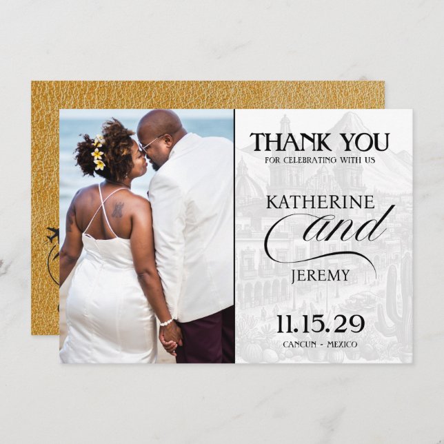 Guld Mexiko-pass Tack Kort (Fram/baksida)