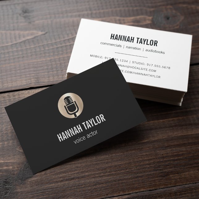Guld Microphone Voice Actor Visitkort (Skapare uppladdad)