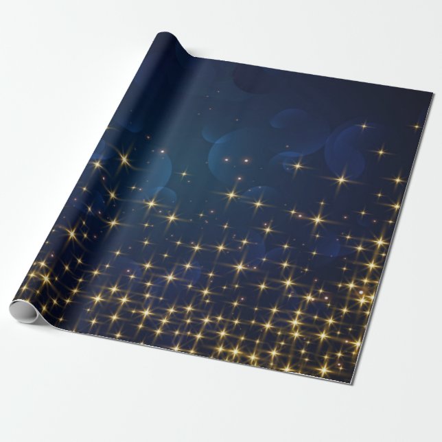 Guld Midnight Blue-Gnistran, Helgdag Presentpapper (Utrullad)