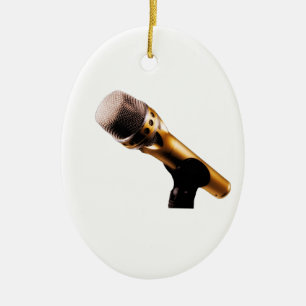 Guld- mikrofon julgransprydnad keramik